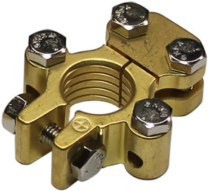 1/0-3/0 AWG Brass H/D Positive Battery Terminal w/Accessory Capability  893P-11