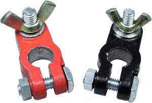 1 Pr. Red & Black Epoxied Lead Marine Battery Terminals w/Wingnut Studs  898E-12