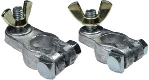 1 Pr. Lead Positive & Negative Marine Battery Terminals w/Wingnut Studs  898-PR