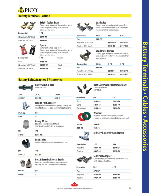 Lead Positive Marine Battery Terminal w/Wingnut Stud  899P-BP