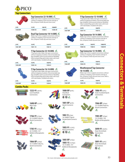 100 Pc. 16-14 AWG T-Tap Connector  1559-C