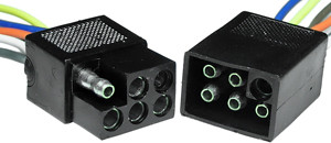18 AWG @ 12" Flat 6 Pin Moisture Proof Trailer Connector  1879-BP