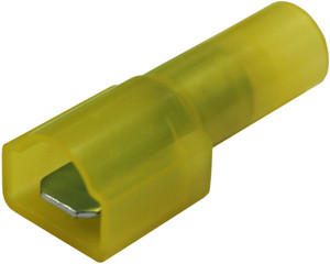 100 Pc. 12-10 AWG .250" Nylon Fully Insulated Single Bump Male Spade Connector  2264-16