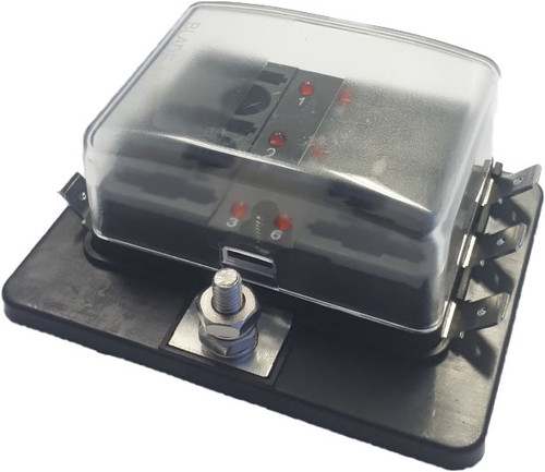 6 Way LED Indicated Standard Blade Fuse Block w/Dust Cover  3416-11