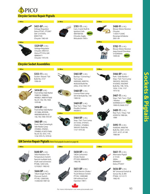 Chrysler Park/Turn/Stop/Tail Light Pigtail  5495-11