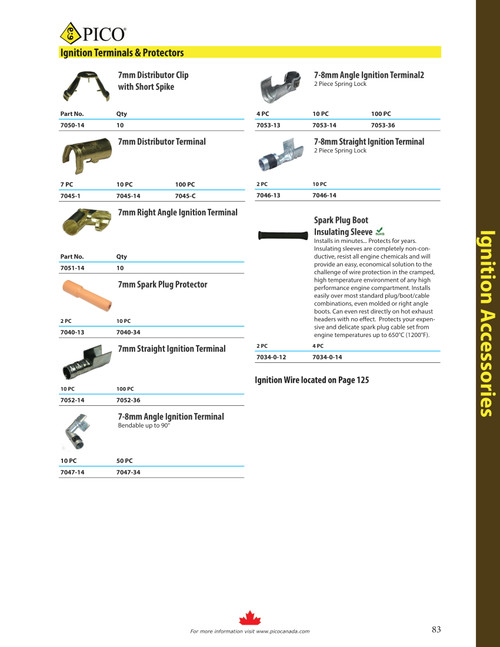 50 Pc. 7-8mm Bendable Ignition Terminal  7047-34