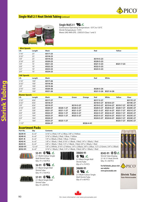 1/8" x 656' Black Single Wall General Purpose 2:1 Shrink Tube  8319-27