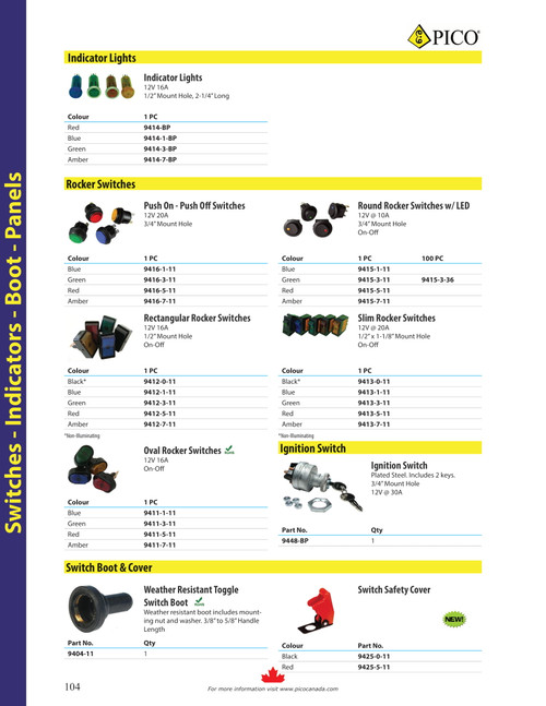 SPST Blue Illuminated On-Off Oval Rocker Switch  9411-1-11