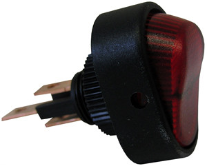 SPST Red Illuminated On-Off Oval Rocker Switch  9411-5-11