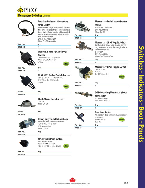 Momentary HD Horn Push Button On-Off Switch  9452-11