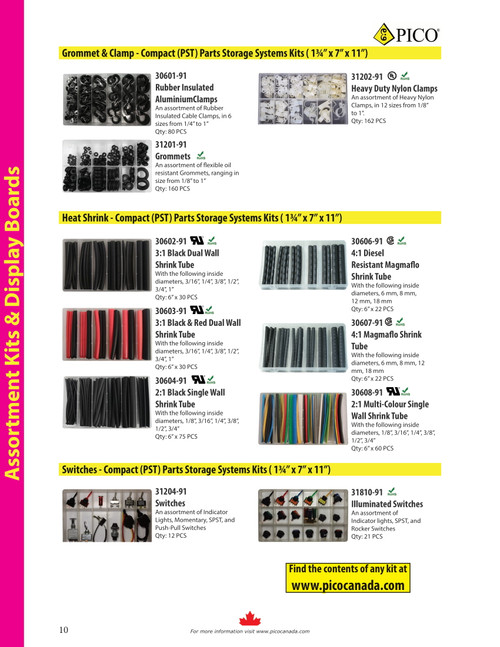 30 Pc. 3/16 ~ 1" x 6" Red & Black Dual Wall 3:1 Shrink Tube Assortment Kit  30603-91