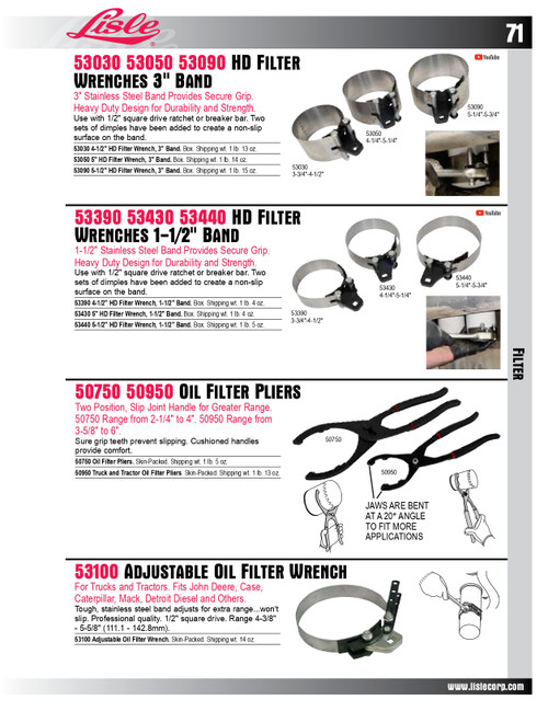 1/2" Drive x 5" Heavy Duty Filter Wrench   53050