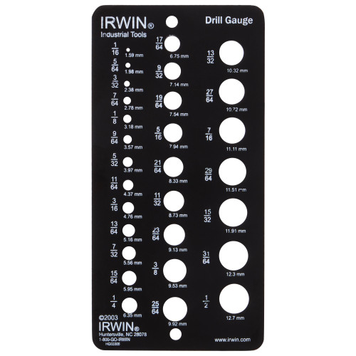 1/16 - 1/2" 29 Hole Drill Bit Gauge   12092