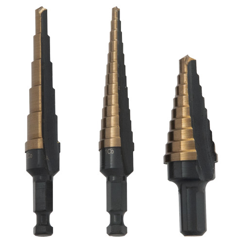 3 Pc. Cobalt Alloy Steel Step Drill Bit Set   10502CB