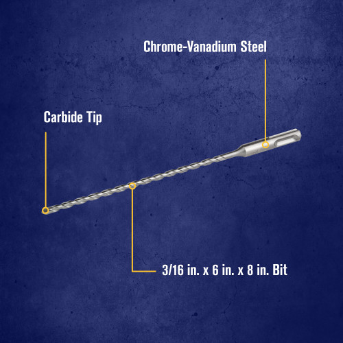 3/16 x 6 x 8" SDS-Plus® Hammer Drill Bit   322005