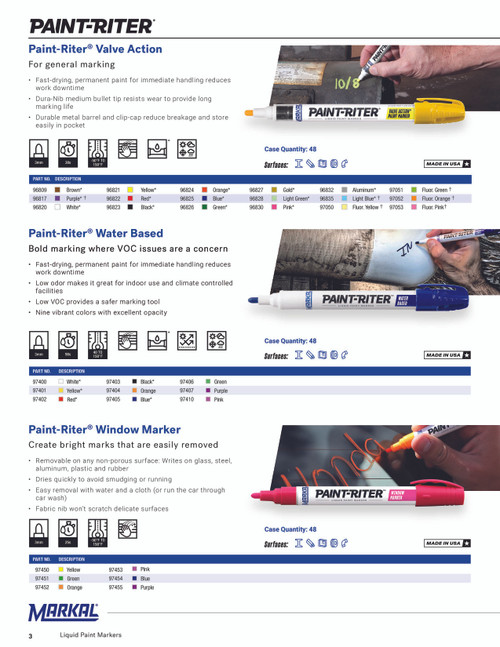 12 Pc. Paint-Riter® Valve Action® Liquid Paint Marker - Black   96823