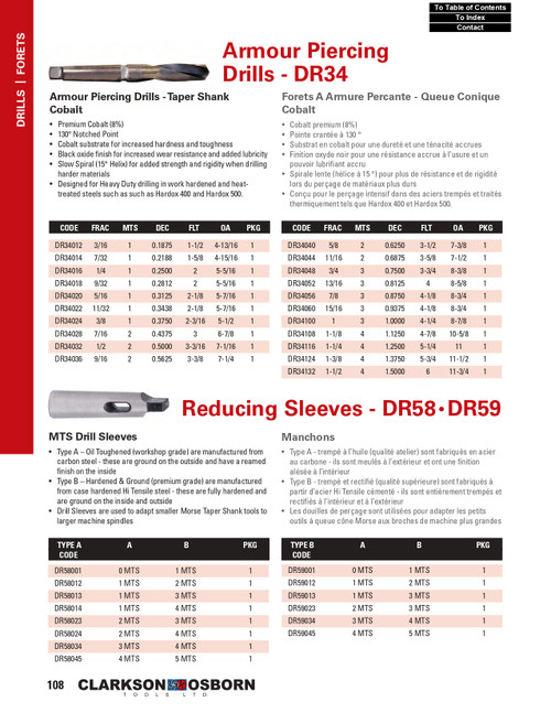 11/16" x #2 Cobalt Morse Taper Armour Piercing Drill Bit    DR34044