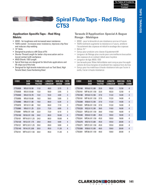 M16 - 2.00 HSSE Red Ring Spiral Flute Tap   CT53160