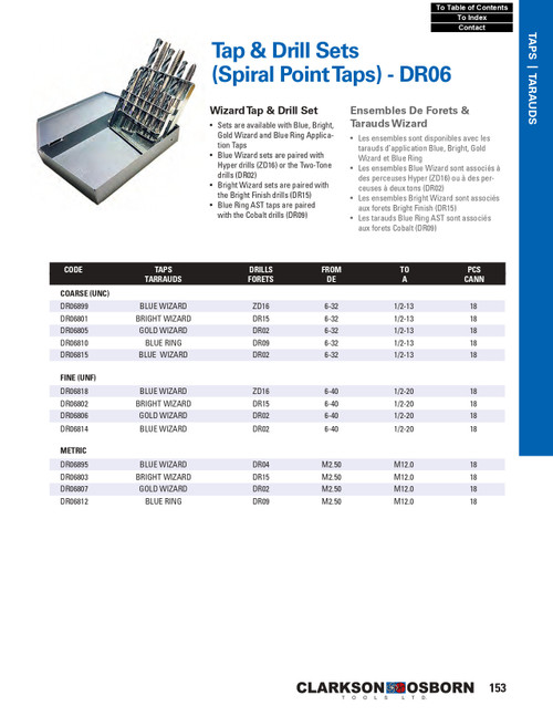 18Pc. 2.5 - 12mm Blue Wizard® HSS Tap & Drill Set   DR06895