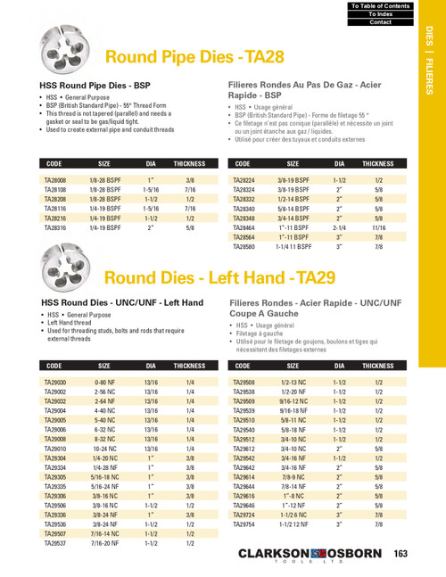 #0-80 NF x 13/16" HSS Left Hand Round Die   TA29030