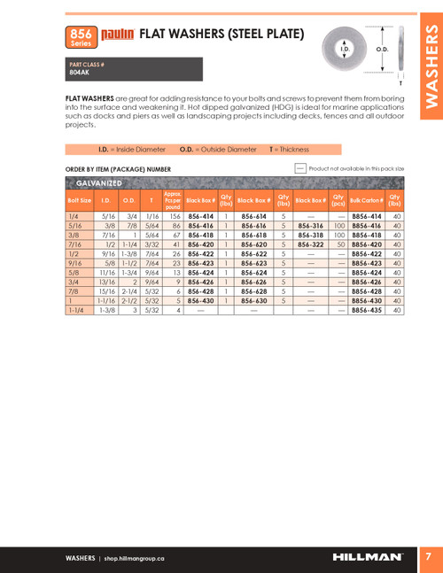 3/8" Galvanized Flat Washer 5lbs.   856-618