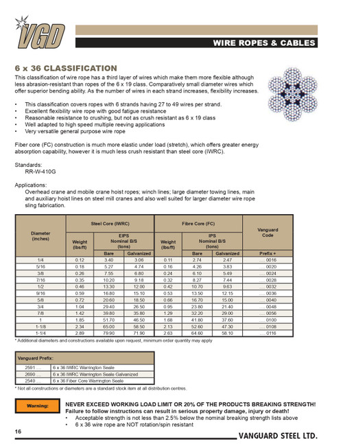 3/8" @ 6x36 Galvanized Wire Rope   2690 0024