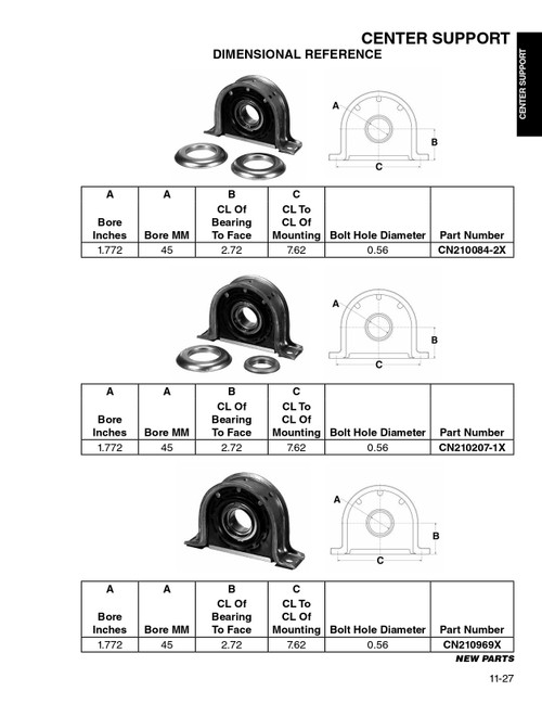 45mm Drive Line Center Support Bearing  CN210207-1X