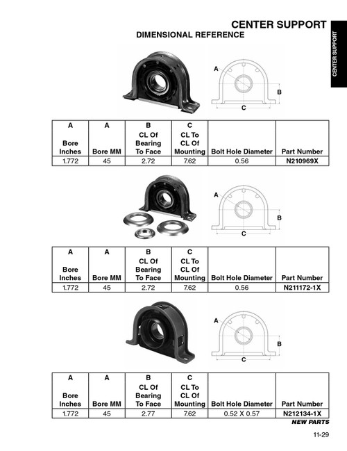 45mm Drive Line Center Support Bearing  N211172-1X