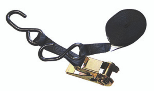 Black Polyester Ratchet Straps 1" x 6' w/S-Hooks Carded (2/pk)  12226