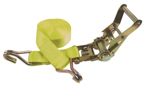 Yellow Polyester Ratchet Strap 1" x 15' w/Double J-Hooks 3,000 lbs.  12340
