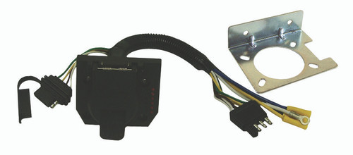 Round 7 Blade Socket & Flat 4 Pin Trailer Plug w/Metal Bracket & LED Indicators - Vehicle Side  27056