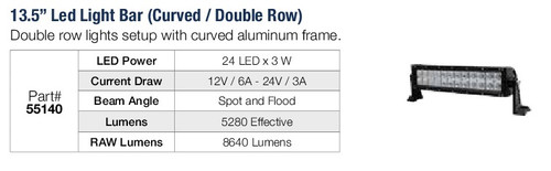 13.5" Dual Row Curved LED LightBar @ 72W  55140
