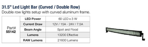 31.5" Dual Row Curved LED LightBar @ 180W  55142