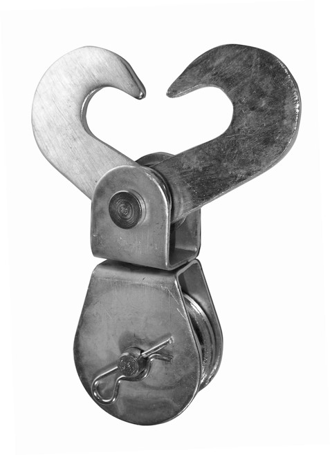 Stamped Steel Double Hook Swivel Eye Pulley Block 1-1/2"  55854