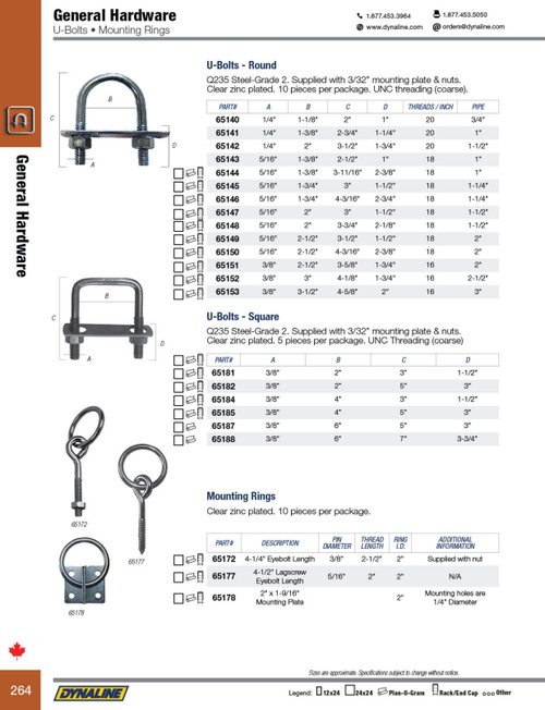 Square U-Bolt 3/8 x 4 x 3"  65184