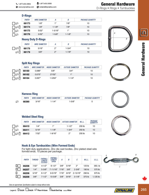 Steel D-Ring 3/8 x 2" (10/pk)  66179