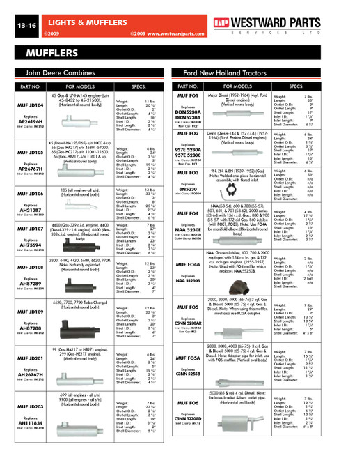 John Deere Combine Muffler  MUFJD105
