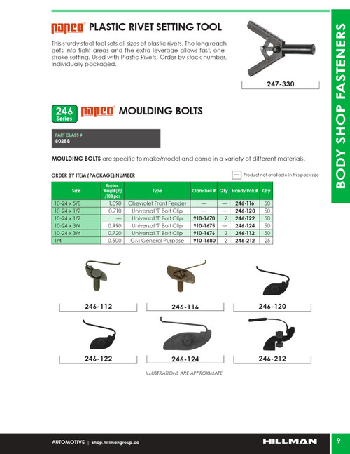 #10-24 x 3/4" Universal "T" Bolt Clip 50 Pc.   246-112