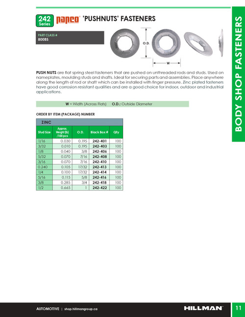 1/2" Zinc Plated Push Nut 100 Pc.   242-422