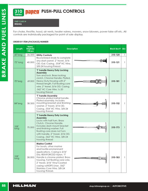 72" Push-Pull Utility Control   310-121