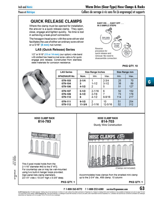 Quick Release Hose Clamp Nom 5 1/2" Range Stainless Steel   079-107