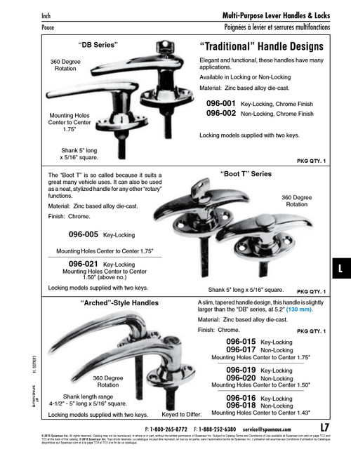 Non-Locking Handle Arched Style 1.43" C. To C. X 5" Shaft Lgth Steel Chrome Plated   096-018