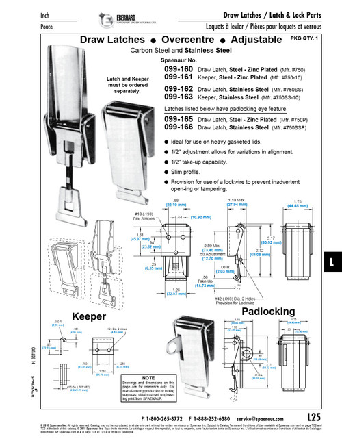 Tension Latch Secondary Lock Type For Rivet Mounting Steel Zinc Plating   096-H01-1M