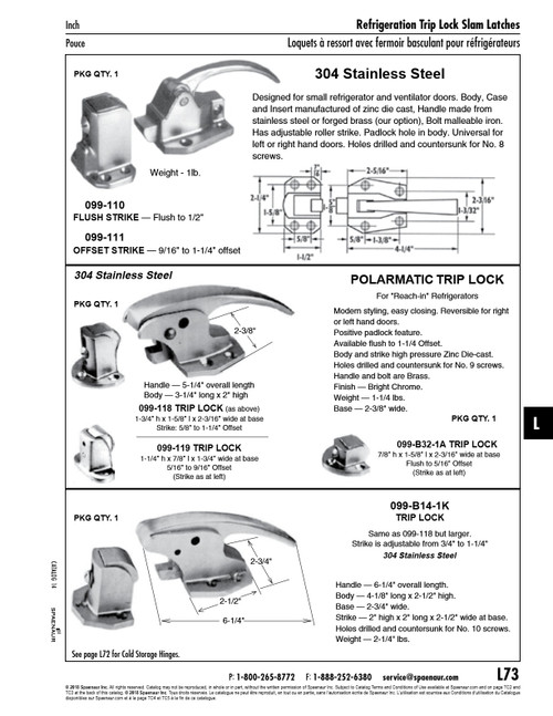 Trip Lock With Offset Strike 5/8" To 1 1/4" Offset 304 Stainless Steel   099-118