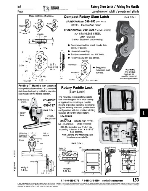 Compact Rotary Slam Latch Steel Electrozinc Plated   099-153