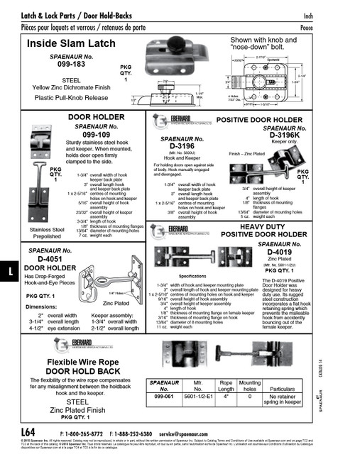 Slam Latch W/ Pull Knob Fitted To Top Face 2.45" Lgth X 2.25" Wd Steel Zinc Dichromate Plated   099-183
