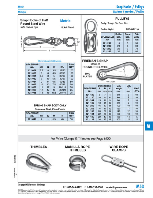 Fireman'S Snap Hook Metric 11 Mm Dia X 120 Mm Long O/A Round Steel Wire Zinc Plated   121-246