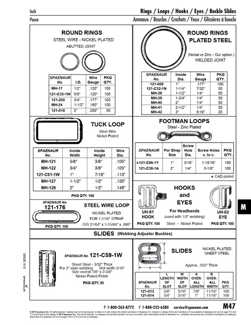 Slide Buckle For 2" Wide Webbing Heavy Gauge - .100" Thickness 2-3/8" X 51/64" Sheet Steel Nickel Plated   121-C59-2W
