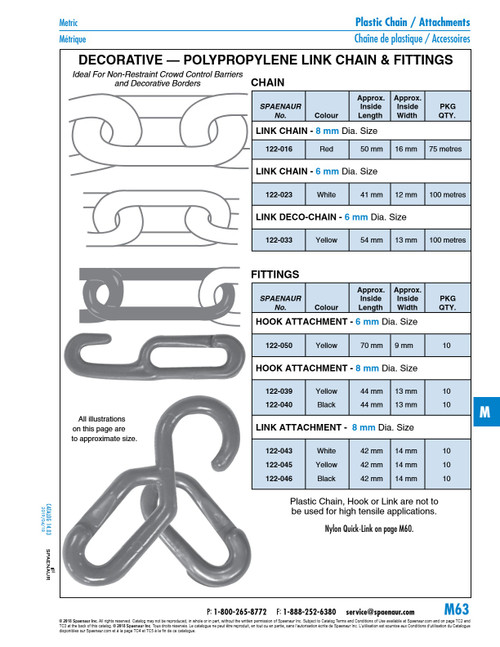 Hook For Plastic Chain 8Mm Wire Dia. Polypropylene Colour Yellow   122-039
