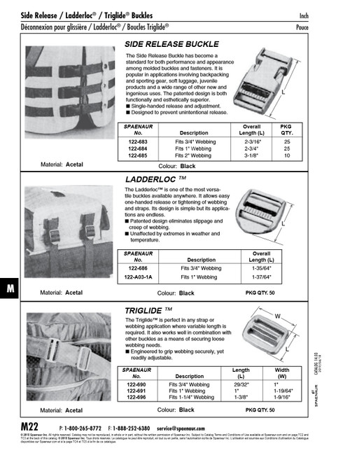 Side Release Buckle 3/4" Acetal Delrin Black   122-683